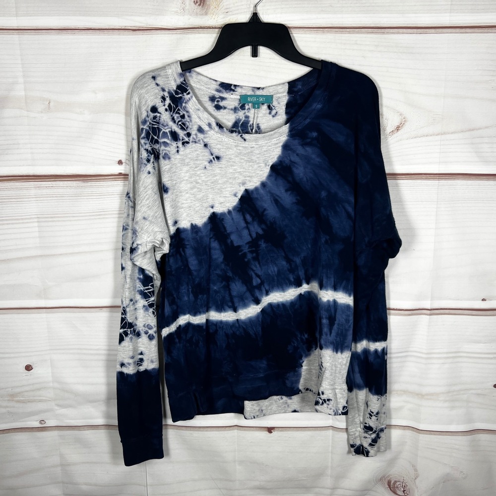 River + Sky Navy and Gray Tie-Dye Long Sleeve Tee